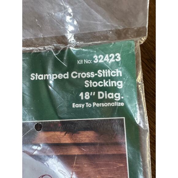 NEW Vintage Bucilla Santa Bear Stamped Cross Stitch Stocking Kit 18” NIP - Picture 7 of 7